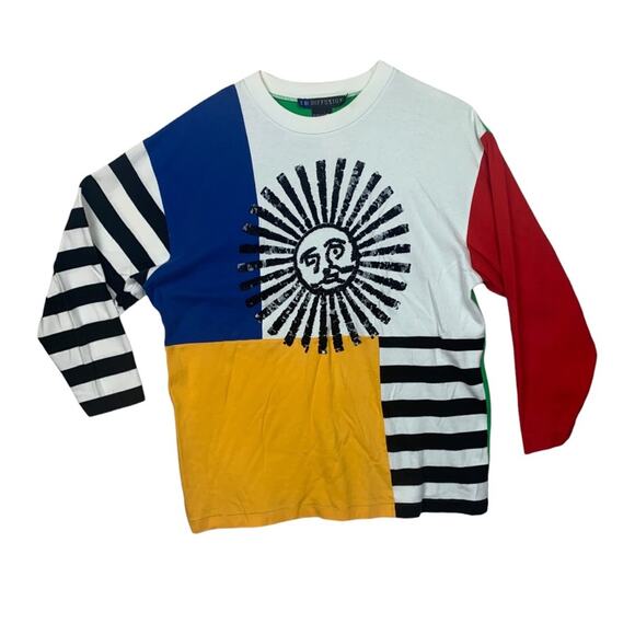 Vtg 90s Ib diffusion unisex large long sleeve colorblock sun short sequin stripe - Picture 1 of 10